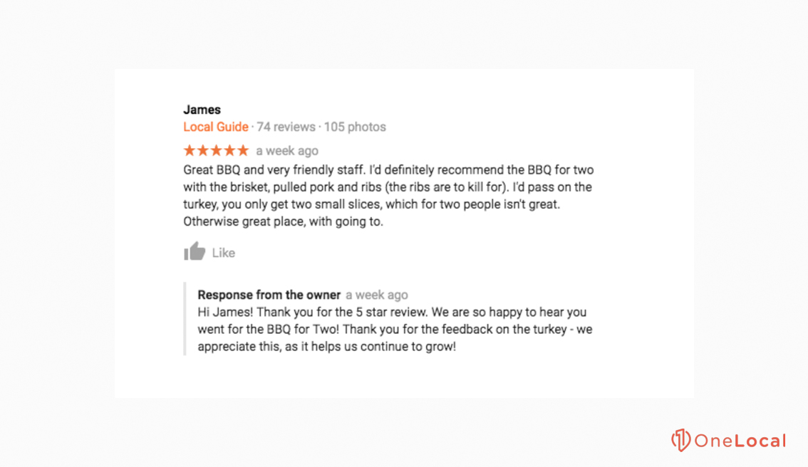 A Positive Google Business Review