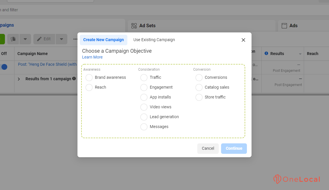 Choosing Campaign Objective