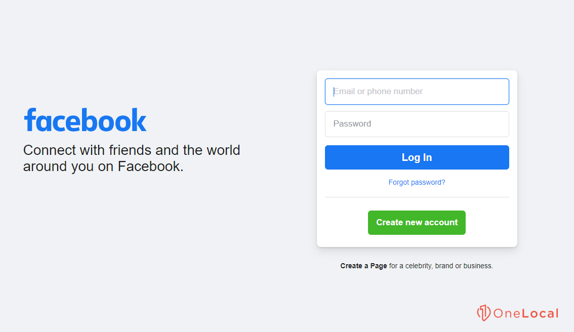 Facebook Login Page