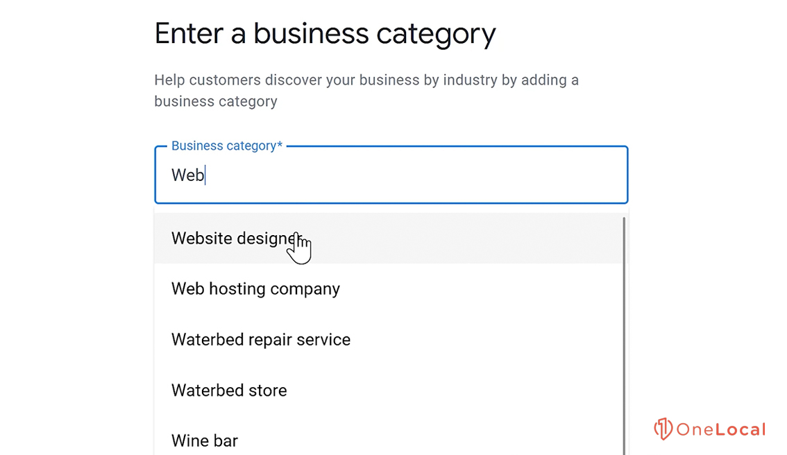 Google Business Profile Business Category