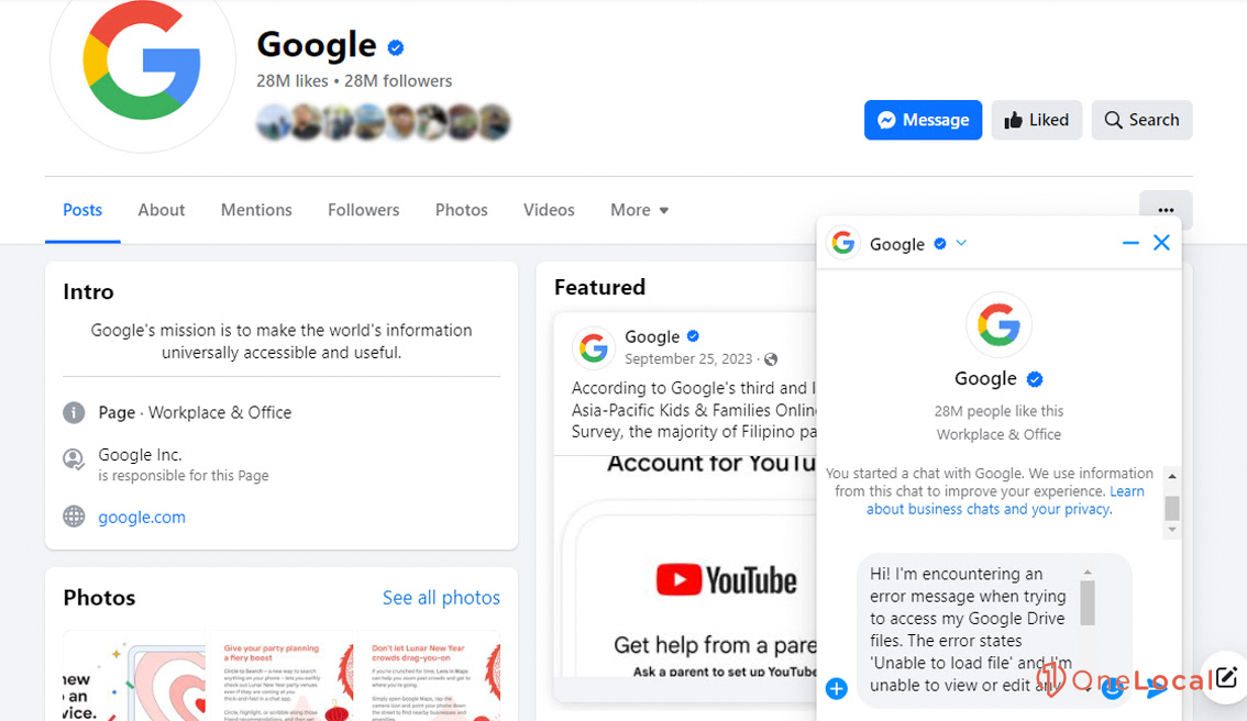 Google Social Media Page