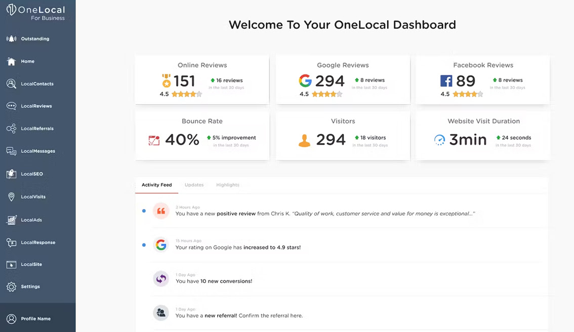 OneLocal Dashboard