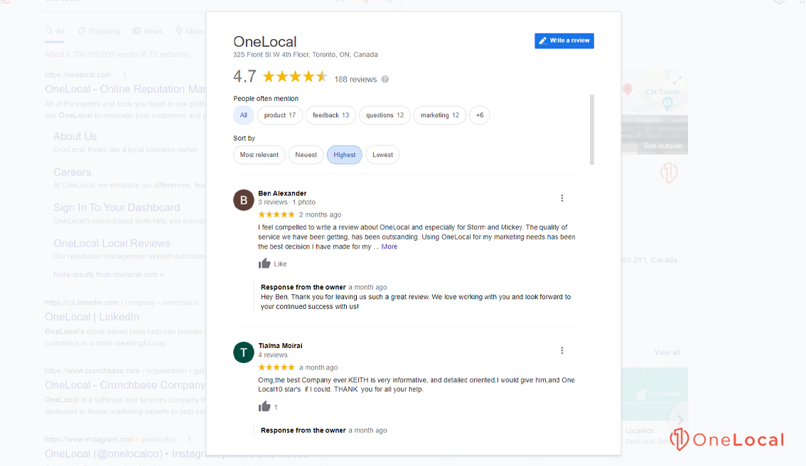 Online Google Reviews