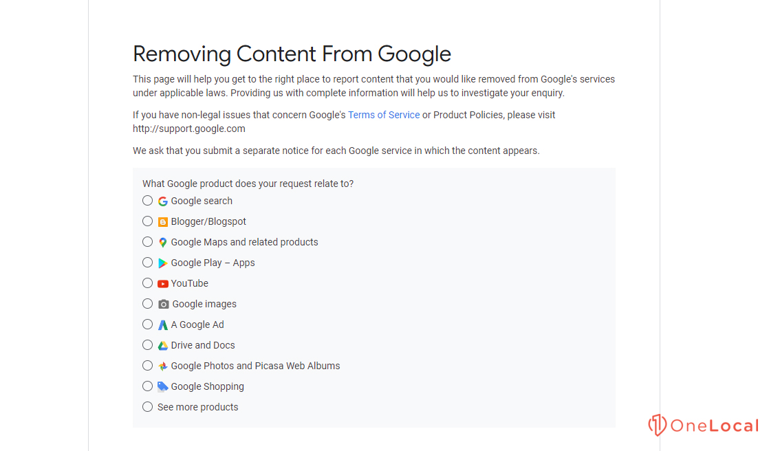 Removing Content from Google Page