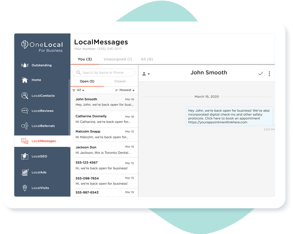 LocalVisits is integrated with LocalMessages which allows you to manage SMS conversations.