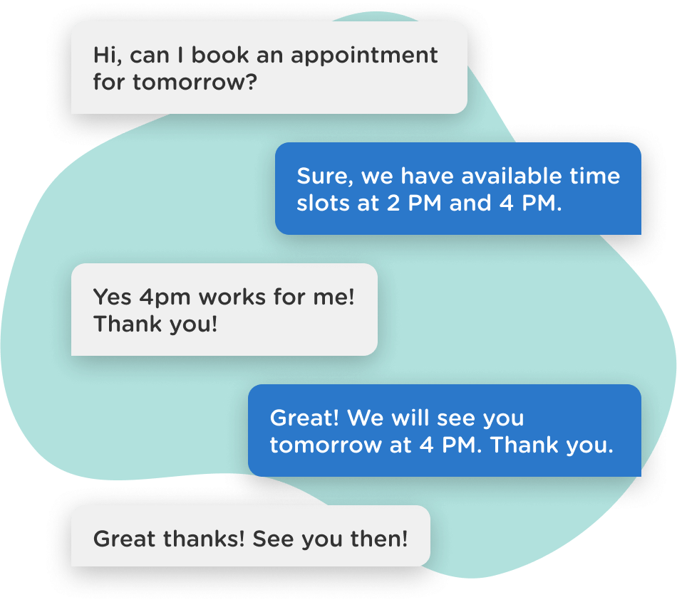 Easily read and reply to text messages sent in by customers, booking appointments on the spot.