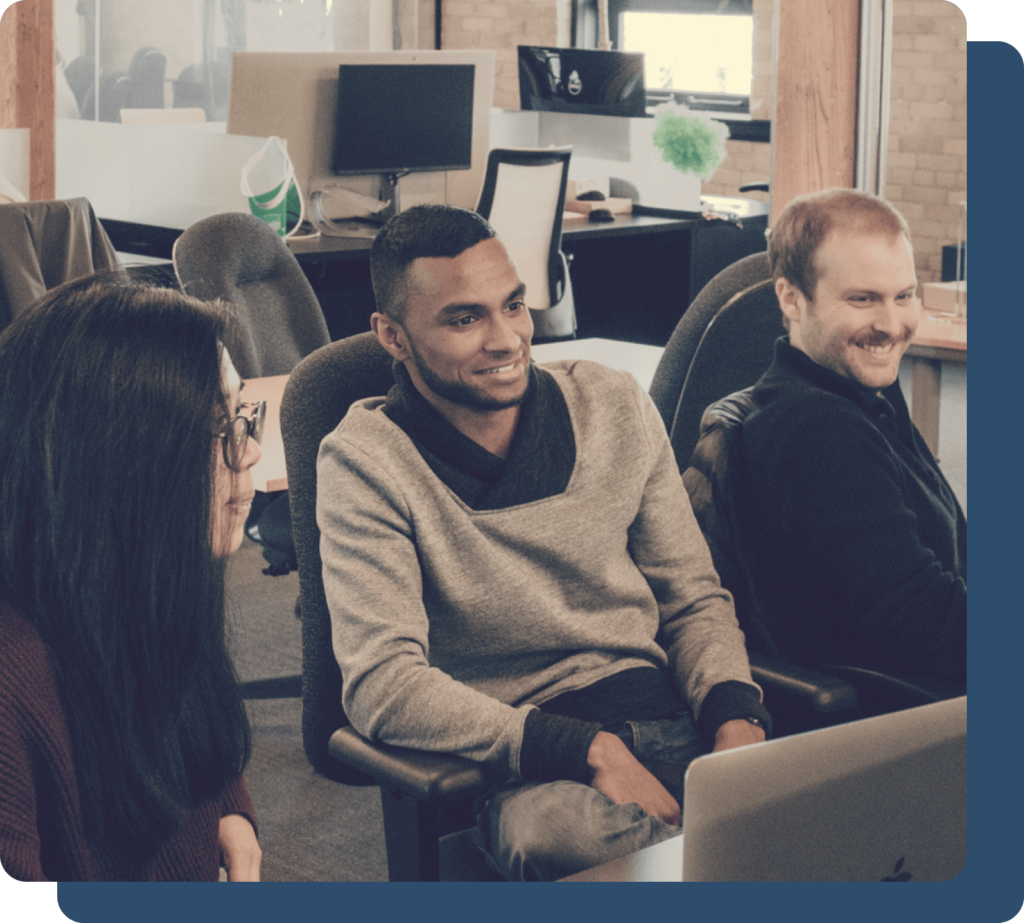 Team members are having a discussion.